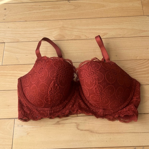 Aerie Real Power Balconette Lightly Lined New Blooms Lace Bra in Jupiter Brown - Picture 3 of 8